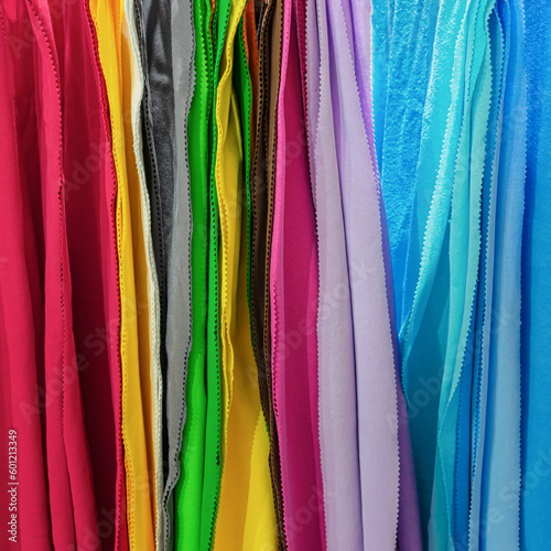 Samples of vivid colorful fabrics in different colors © svetlanais