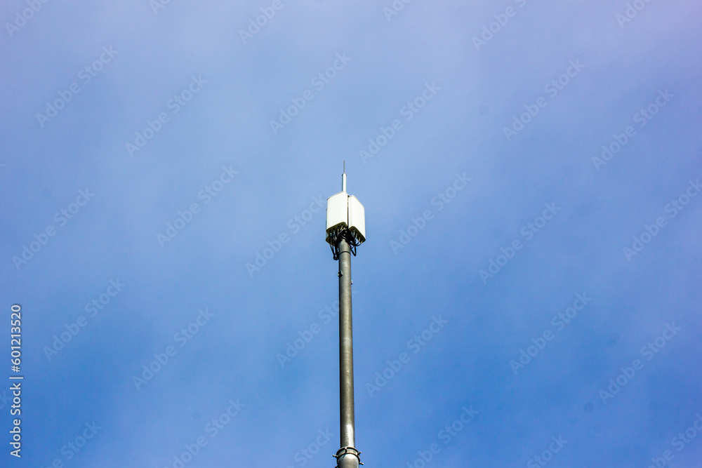 Cell tower against the sky. Base station. Radio tower.