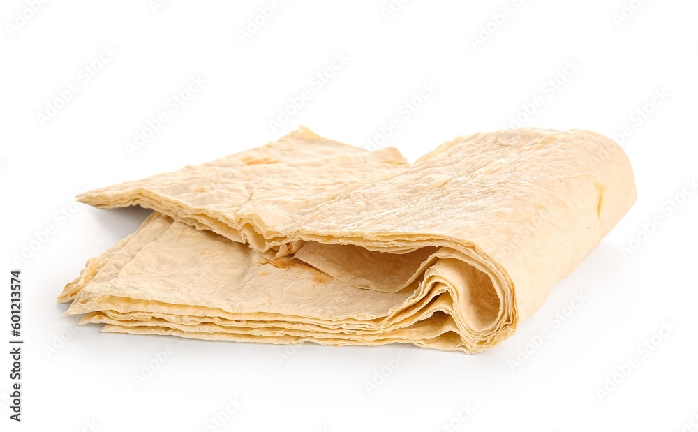 Fresh thin lavash on white background Fresh thin lavash on white background