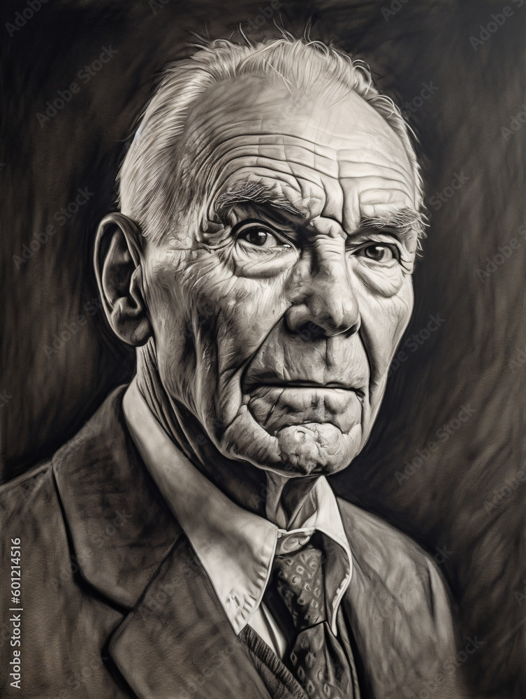 A pencil drawing of a man in a suit and tie Generative Ai A pencil drawing of a man in a suit and tie Generative Ai