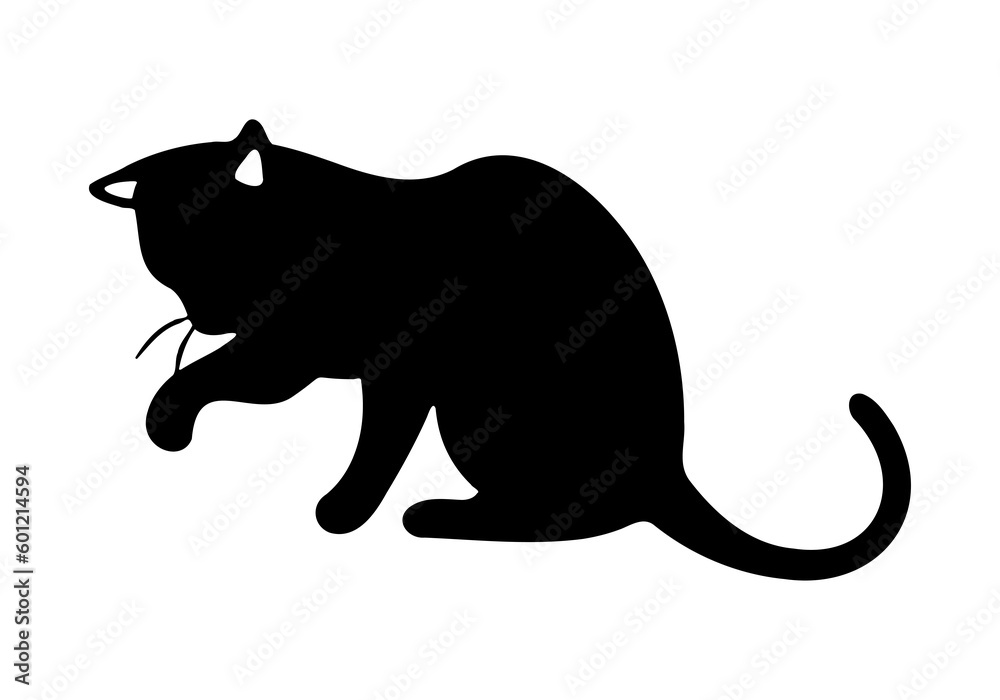 Silhouette Of Cat On White Background best for Wall Art, Prints and Posters, Greeting Card, T-shirt, Hoodie, Mug, Tattoos, Books