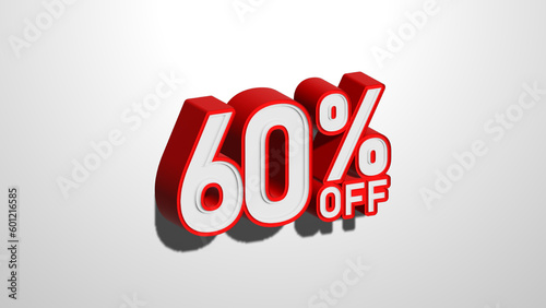 60 percent off discount promotion sale web banner. 60% percent off 3D illustration on white background