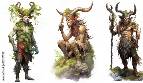 Pagan God of the Forest / Pan / Robin Goodfellow / Greek god Faun. Watercolour illustrations set no 3. photo