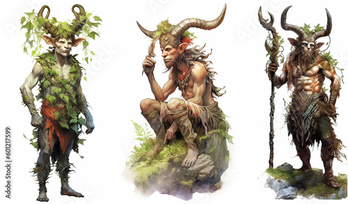 Pagan God of the Forest / Pan / Robin Goodfellow / Greek god Faun. Watercolour illustrations set no 3.