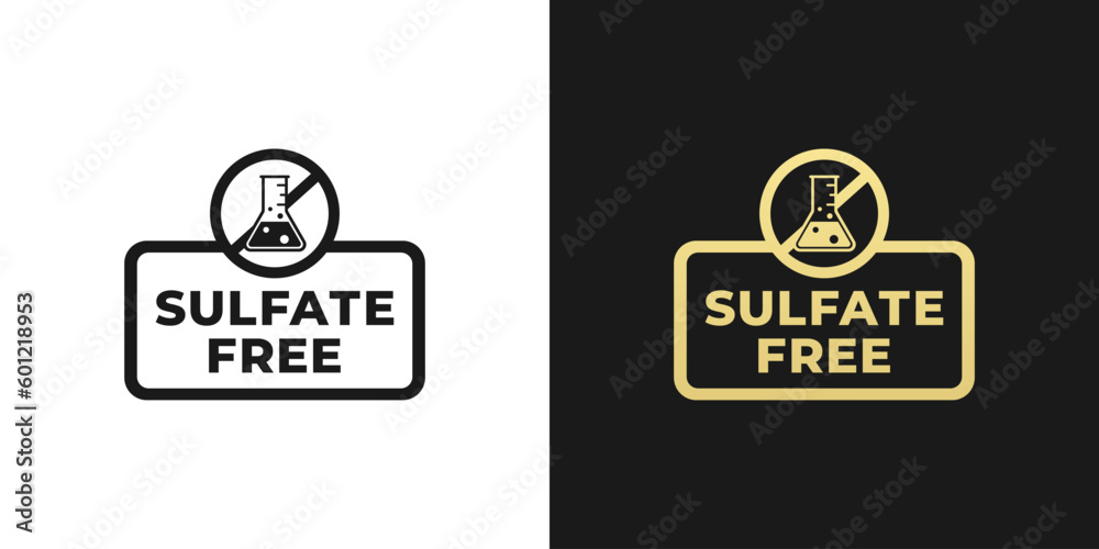 Sulfate free label or Sulfate free logo vector isolated in flat style. Simple Sulfate free label for product packaging design element. Sulfate free logo for packaging design element.