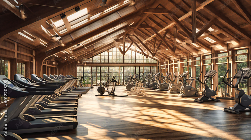 A gym filled with machines and exercise bikes
