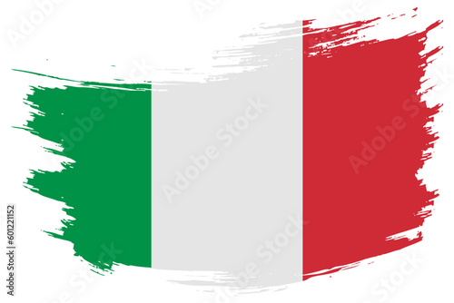 Italy brush stroke flag vector background. Hand drawn grunge style Italian painted isolated banner.
