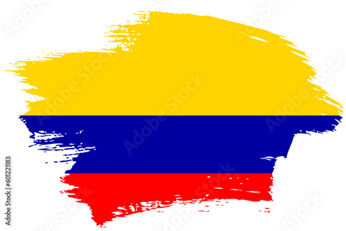 Colombia brush stroke flag vector background. Hand drawn grunge style Colombian painted isolated banner.