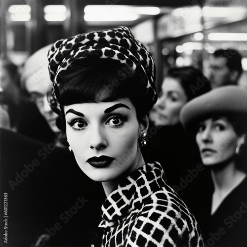 A black and white vintage portrait of a woman wearing a hat Generative Ai