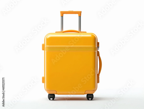 3D Render of Yellow Suitcase on White Background Product Photo