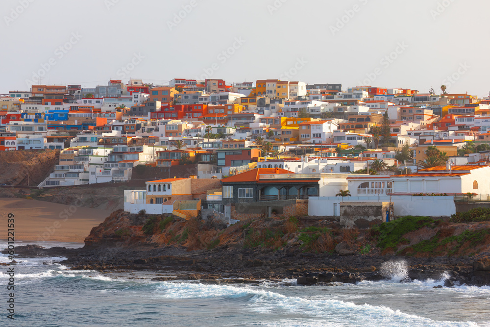 Houses situated at Atlantic coast . Playa del Hombre Gran Canaria 