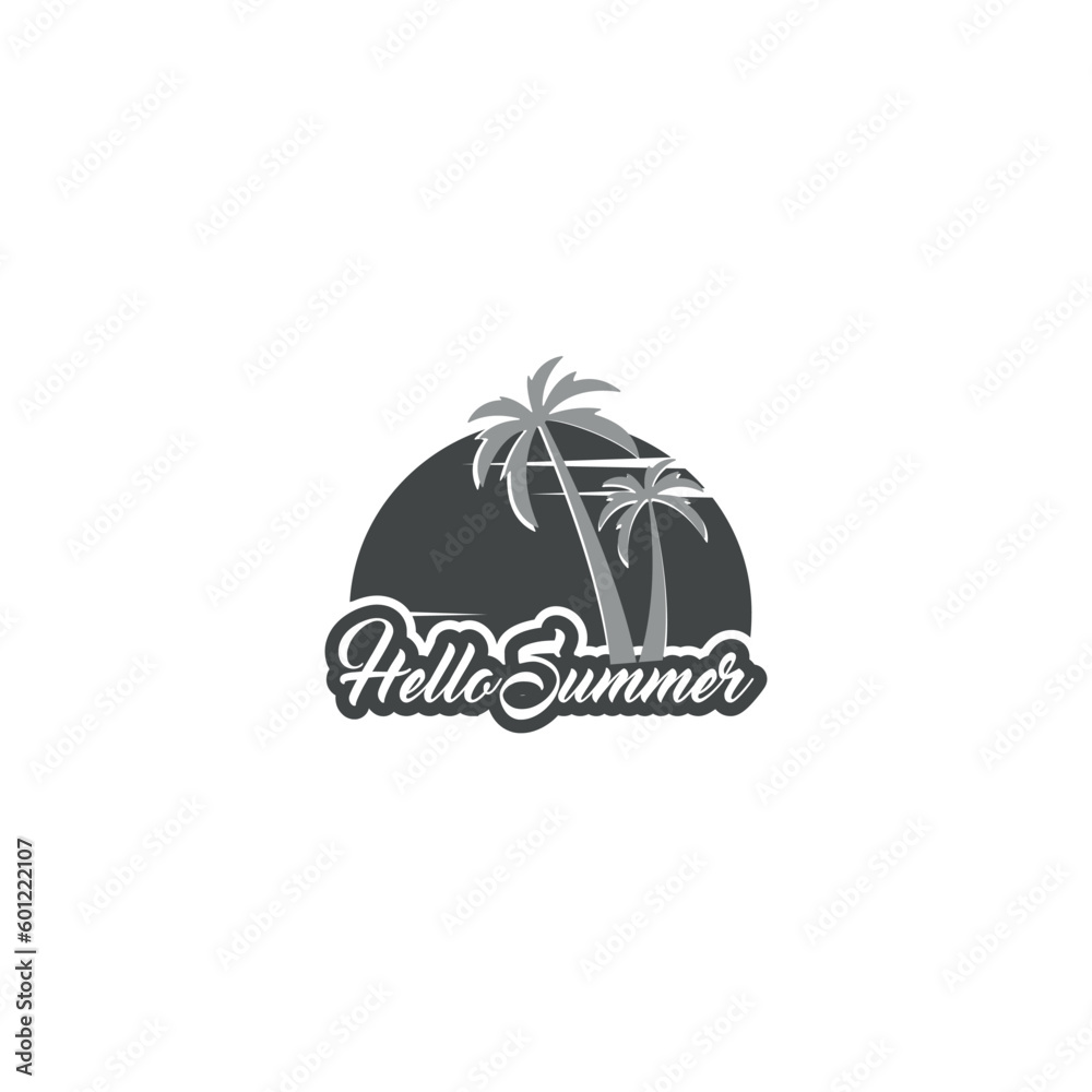 summer beach logo vector illustration. Design element for poster, card, banner, sign, emblem. Vector illustration summer beach logo vector illustration. Design element for poster, card, banner, sign, emblem. Vector illustration