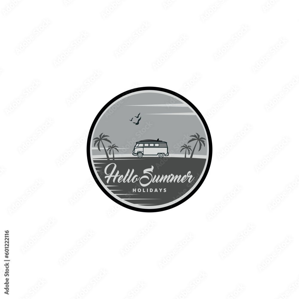 summer beach logo vector illustration. Design element for poster, card, banner, sign, emblem. Vector illustration summer beach logo vector illustration. Design element for poster, card, banner, sign, emblem. Vector illustration