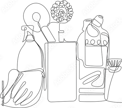 Home cleaning service landing page design concept, illustration of janitors with cleaning tools. Vector illustration