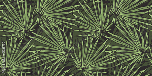 Tropical exotic green leaves or plant seamless pattern for summer background and beach wallpaper © Casoalfonso