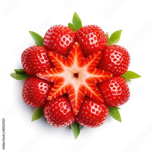 Fototapeta Naklejka Na Ścianę i Meble -  Red berry strawberry pattern isolated on white background