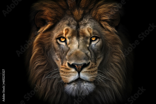 Portrait of lion on Black Background