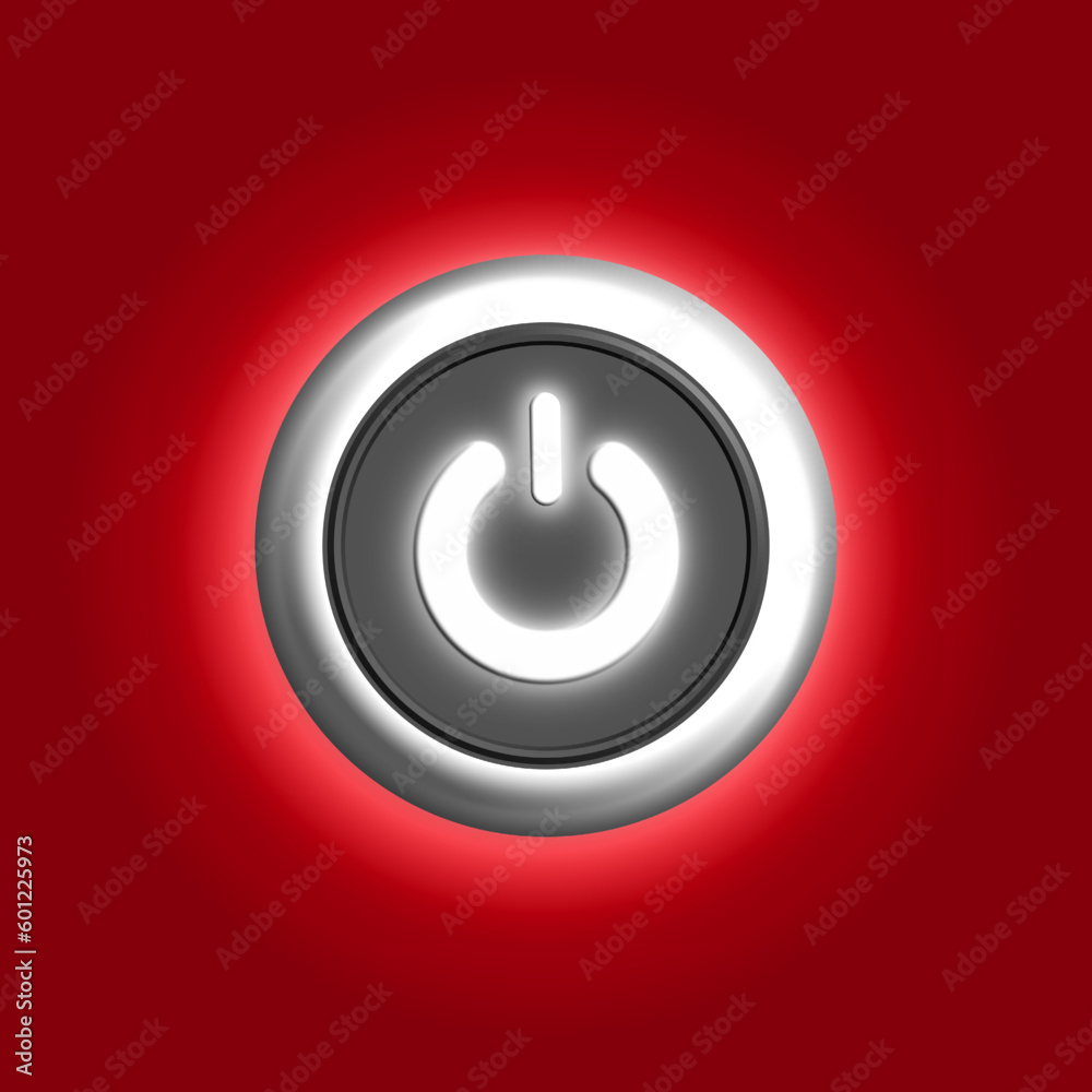 power button web icon on red background. power button web icon on red background.