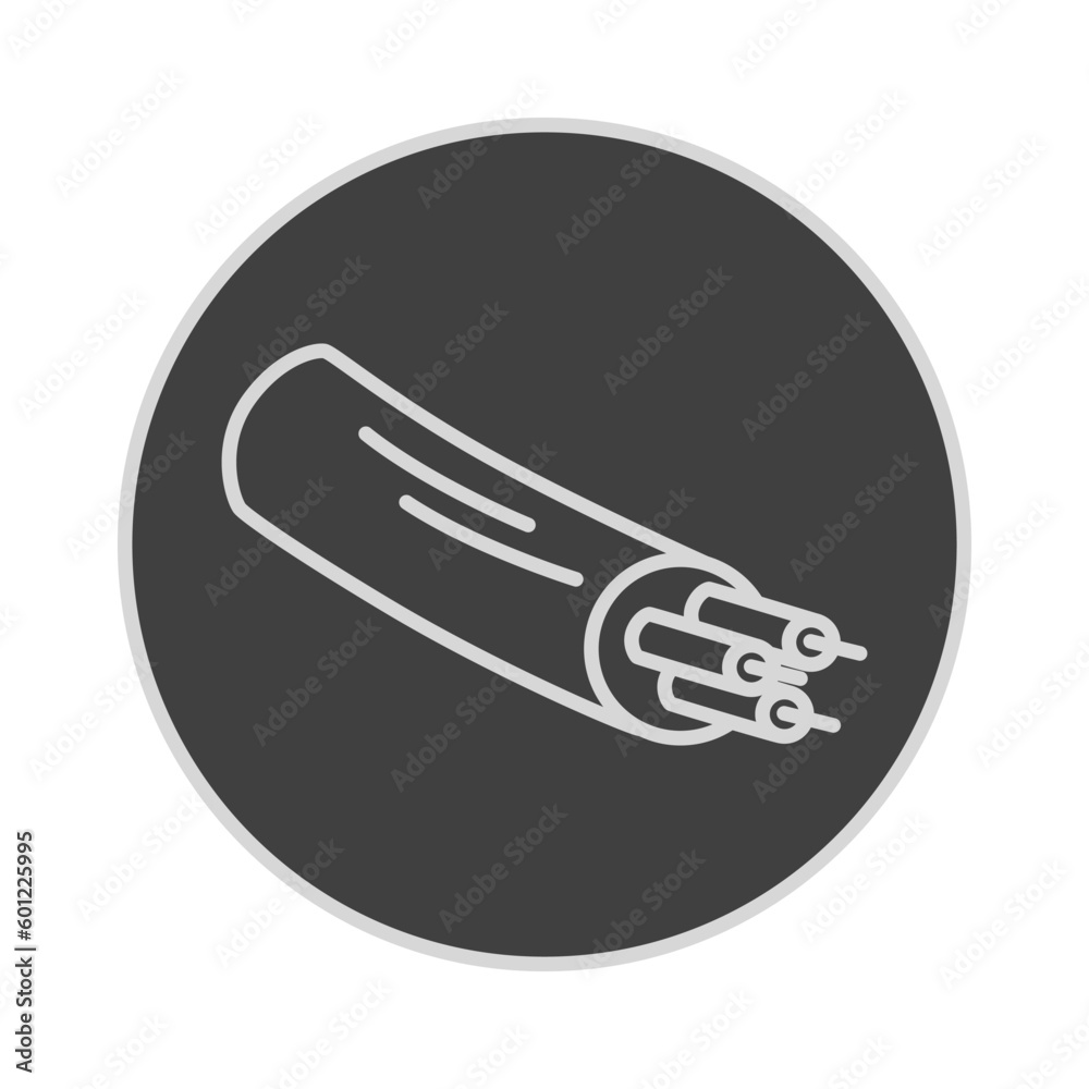 electric cable icon, optical fiber, communication connection, thin line symbol on gray background- editable stroke vector illustration eps10. electric cable icon, optical fiber, communication connection, thin line symbol on gray background- editable stroke vector illustration eps10.
