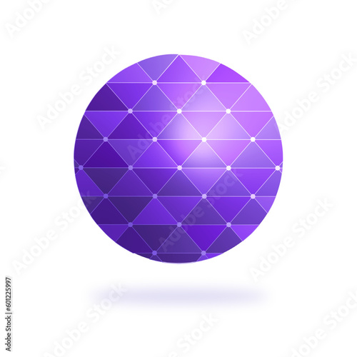 sphere with triangles in different purple colors.