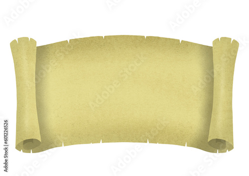 端が丸まった羊皮紙の巻紙のフレーム（PNG）