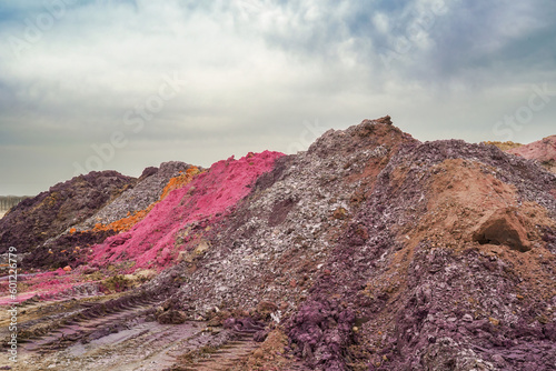 Piles of grape pomace, or marc, which consists of the solid remains of grapes, including grape skins, stems, and seeds, after pressing for juice or wine. photo