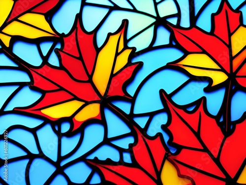 A Vibrant Garden in Glass  Stained Glass Window with Beautifully Colored Flowers and Leaves