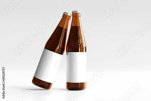 Beer Bottle Mock-Up - Blank Label. 3D illustration, 3D rendering.