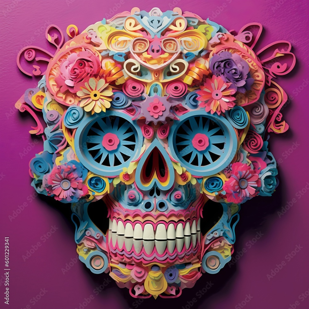 Candy Skulls Made of Paper Cutouts Candy Skulls Made of Paper Cutouts