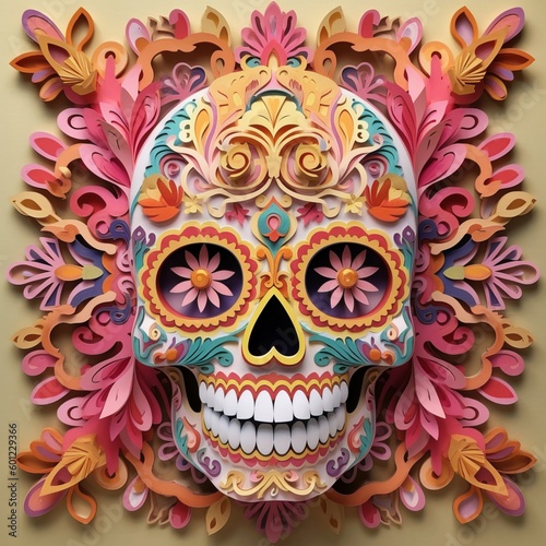 Candy Skulls Made of Paper Cutouts © Jardel Bassi