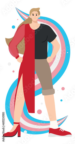 Transgender person on white background