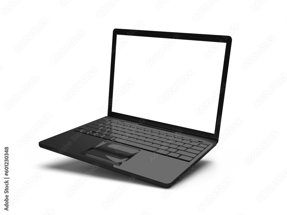 Laptop with blank screen isolated on white background, white aluminium body. 3D illustration, 3D rendering.
Laptop with blank screen isolated on white background, white aluminium body. 3D illustration, 3D rendering.