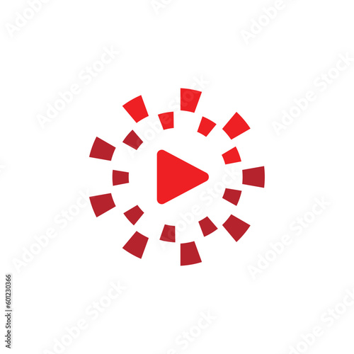 live streaming media video tv online red news play logo design symbol