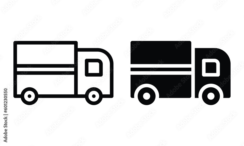 Truck icon with outline and glyph style.