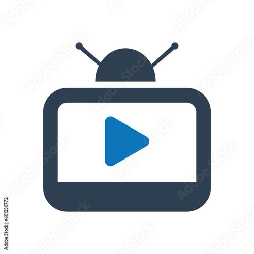 Broadcasting network icon. Satellite channel communication with smart tv