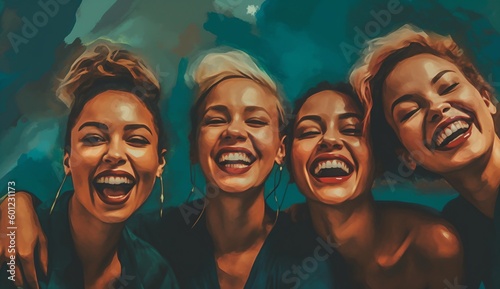 Portrait of smiling women, generative AI