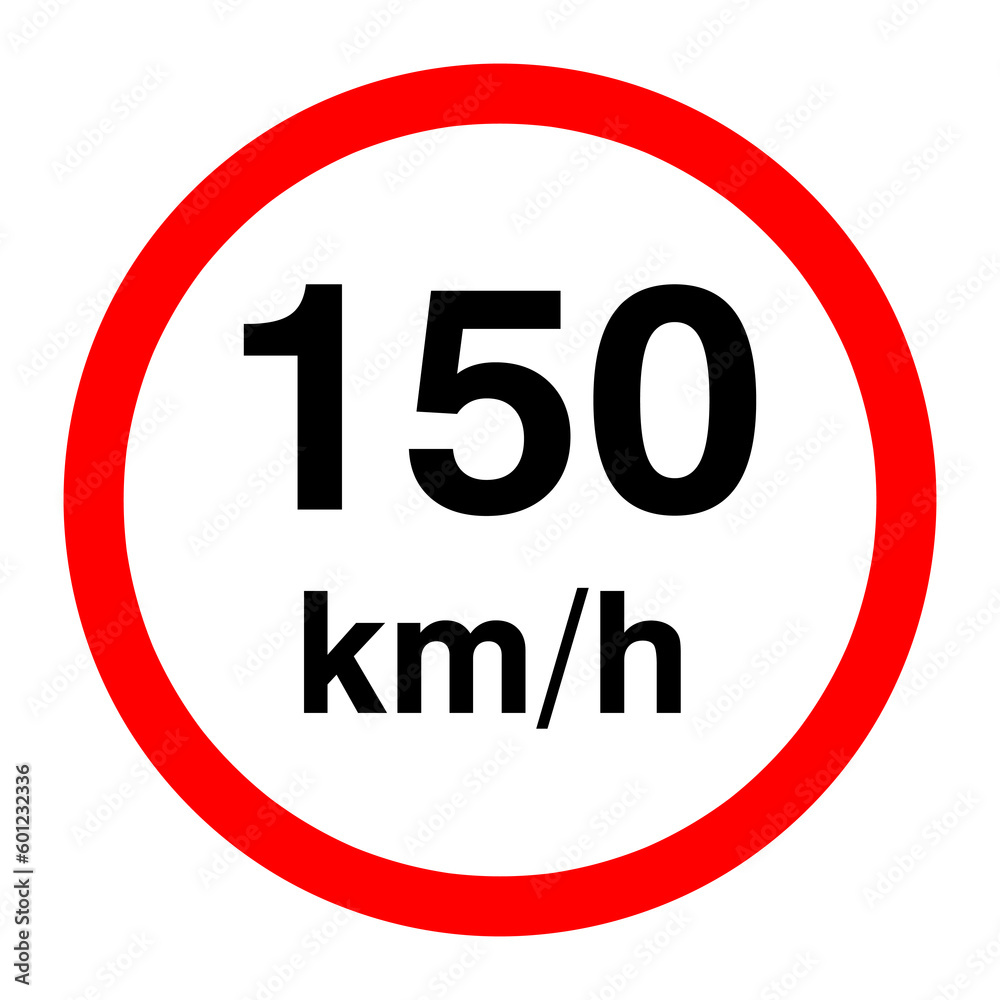 Maximum speed limit illustration 150 km per hour. Traffic sign illustration on white background..eps