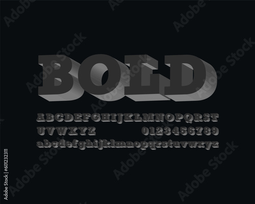 B&W 3D Block font set, negative version