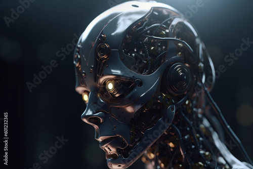 Robot head, Generative AI	