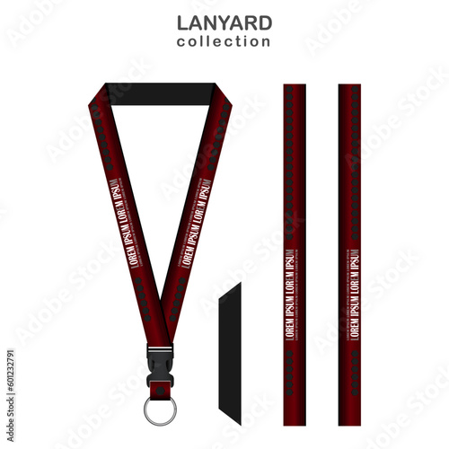 Hexagonal Red 3D Lanyard Template Set for All Company