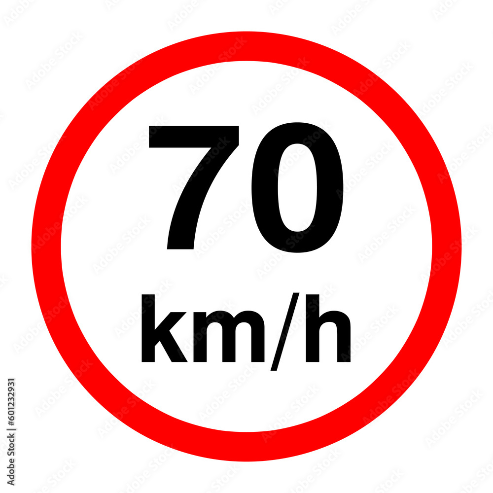 Road Sign - Speed Limit - Seventy miles illustration on white background..eps