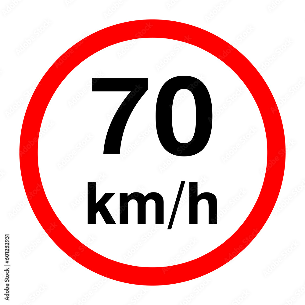 Road Sign - Speed Limit - Seventy miles illustration on white background..eps Road Sign - Speed Limit - Seventy miles illustration on white background..eps
