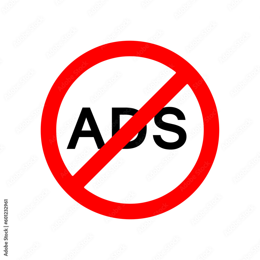 Vector No Ads Illustration Sign illustration on white background..eps Vector No Ads Illustration Sign illustration on white background..eps