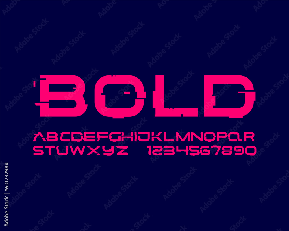 The Glitch Futuristic Designer font set in vector format The Glitch Futuristic Designer font set in vector format