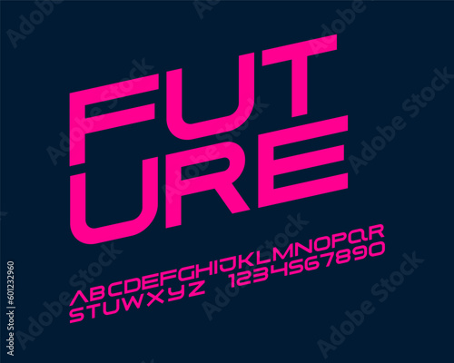Futuristic Designer font set in vector format