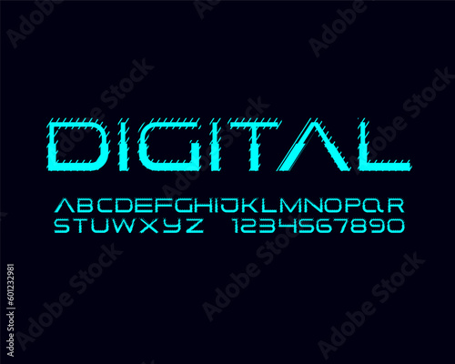 Digital Futuristic Designer font set in vector format
