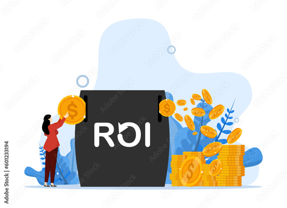 ROI, marketing cost to earn campaign success concept, return on ...