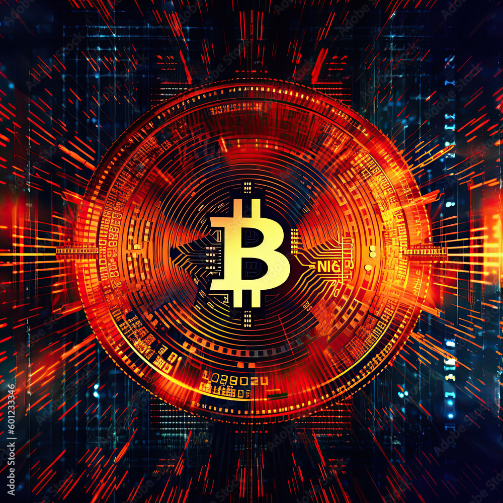 Bitcoin Title Logo in futuristic style Bitcoin Title Logo in futuristic style