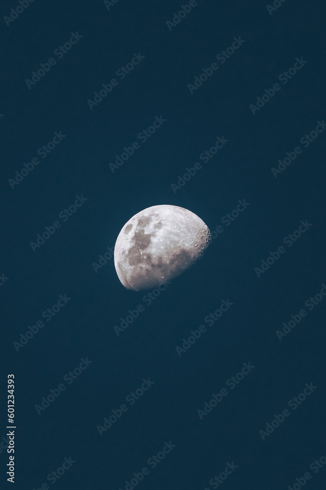 Close shot of the moon in waning gibbous phase Close shot of the moon in waning gibbous phase