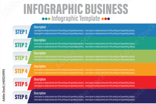 Modern colorful chart 6 Step or six option, graph. Template for diagram, presentation and chart. Infographics elements. Vector illustration.